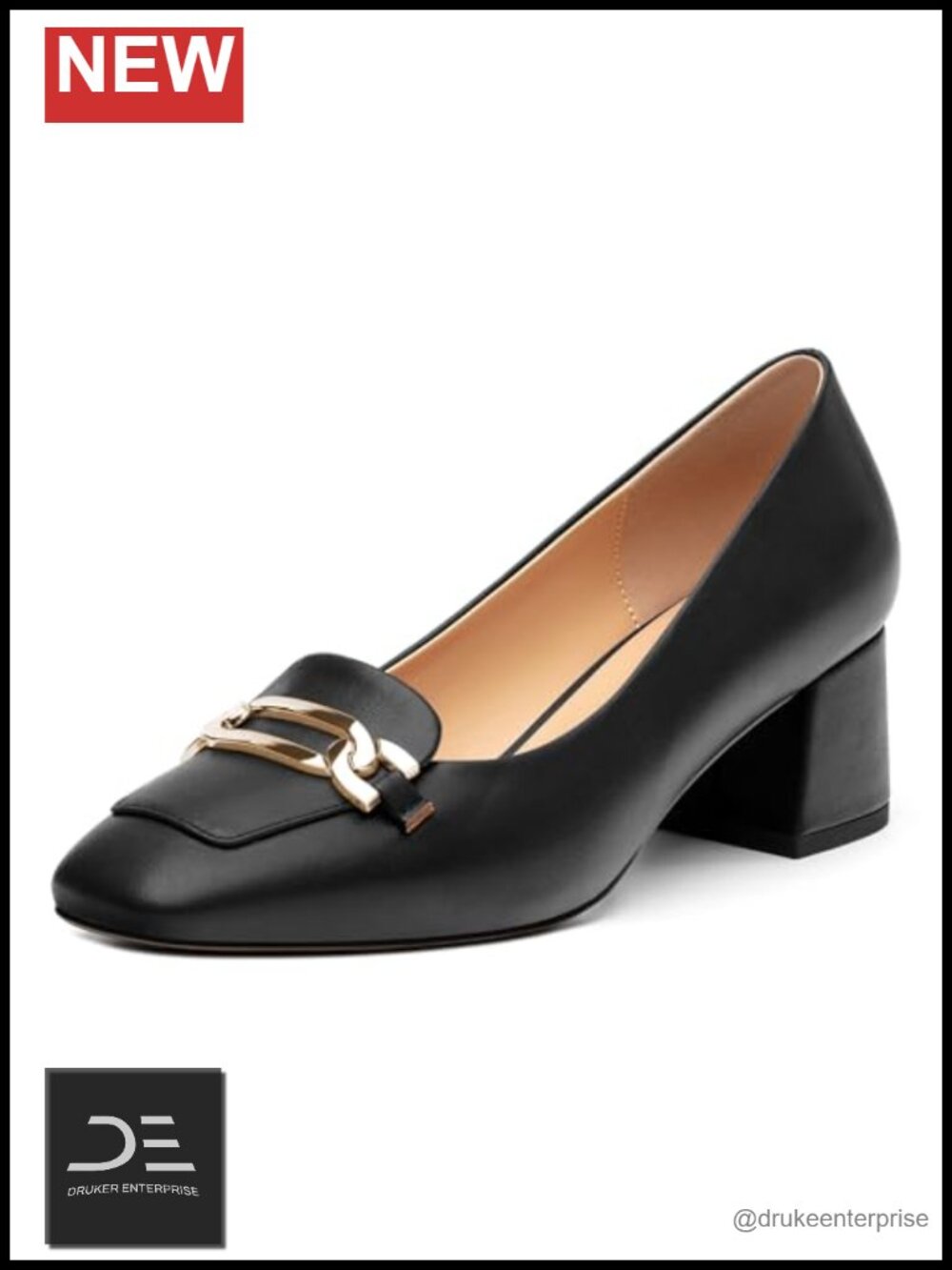 Women's Square Toe Low Block Chunky Heel Slip On Pumps